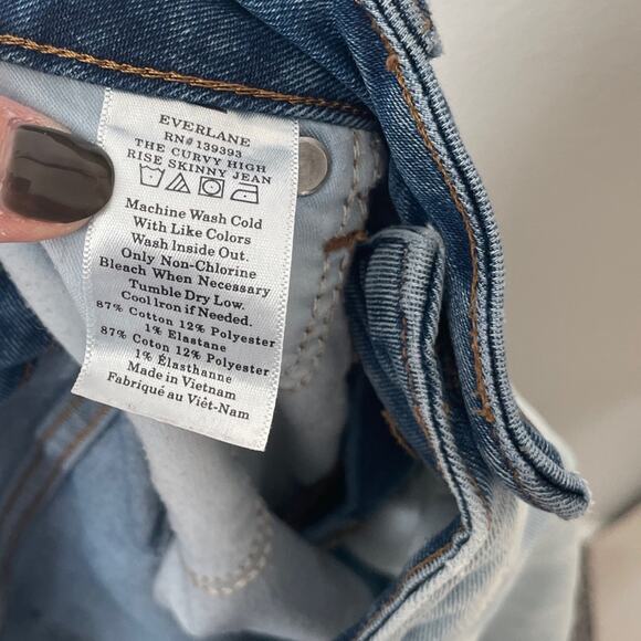 Everlane Custom The Curvy High Rise Skinny Jean Two Tone Bleached | 31 - Picture 4 of 5